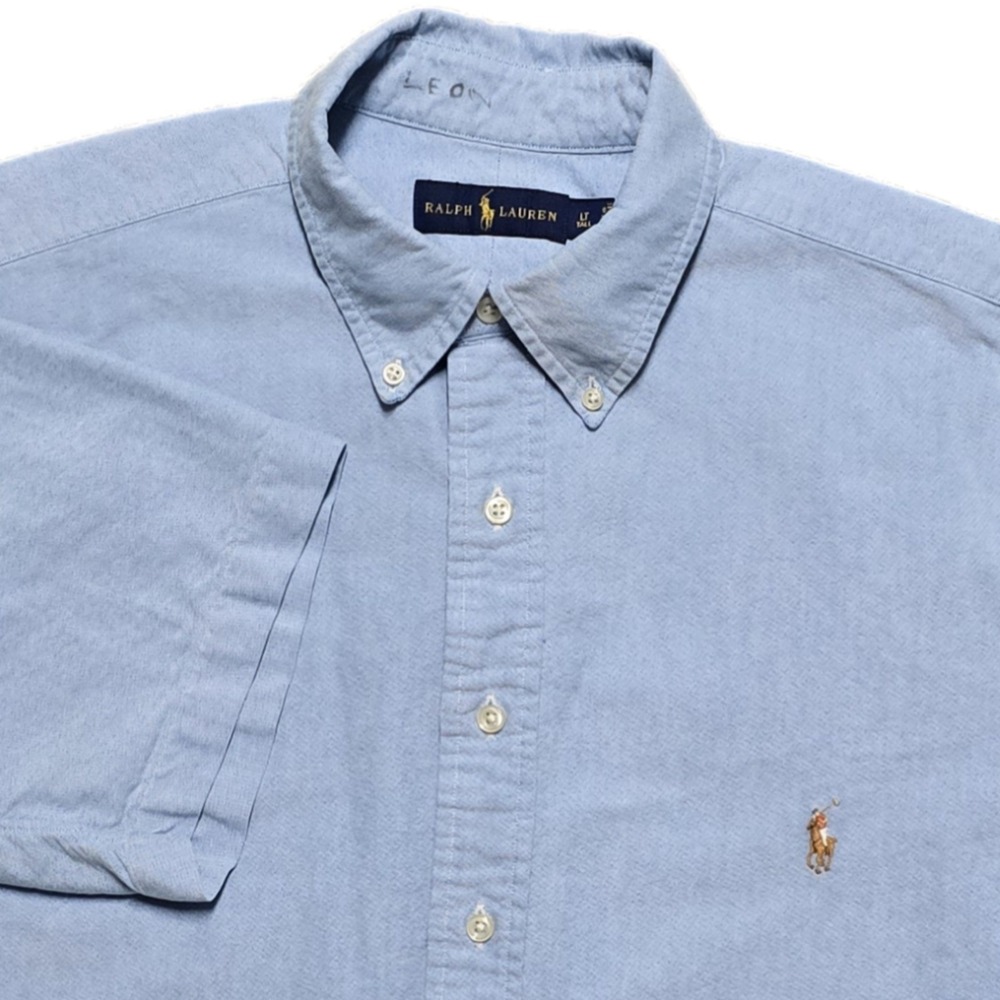 Polo Ralph Lauren Chambray Oxford Shirt Mens LT Tall Flesh Pony Blue